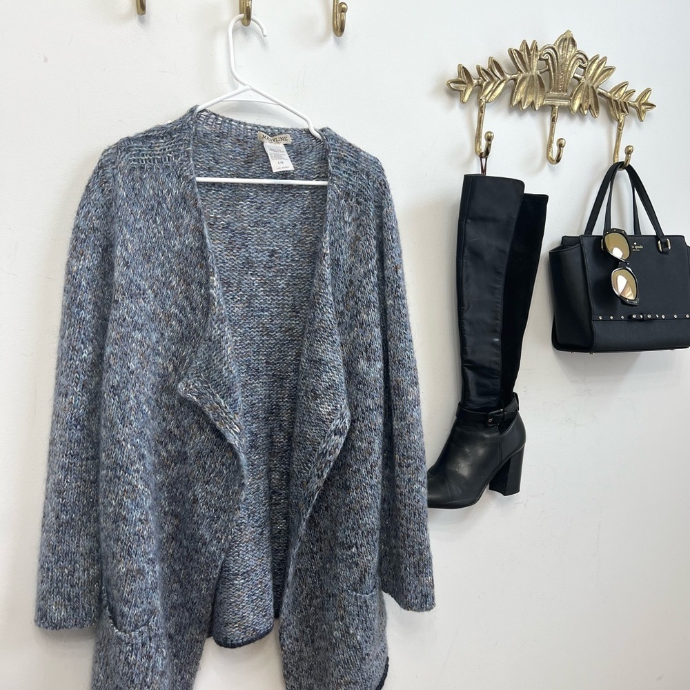 🐑WOOL blend Made in 🇮🇹Maryline wool blend waterfall cardigan sweater L/Xl - Picture 5 of 7